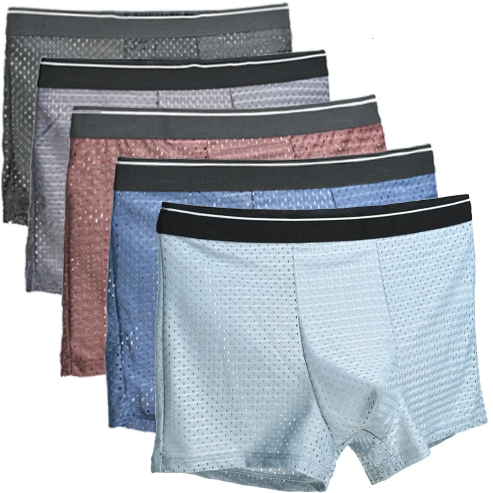 Mens underwear shorts Boxing Sliding Homme Calzoncillos Bamboo hole Ushaped conveyor Large size M6XL 250320