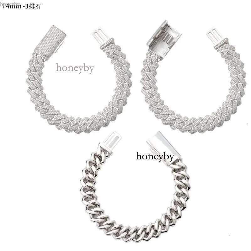 14mm 18-24inch Fine Jewelry Ice Out Flashing Mossanite Dia Necklace Sterg Sier VVS Moissanite k Cuban Chain Bracelet