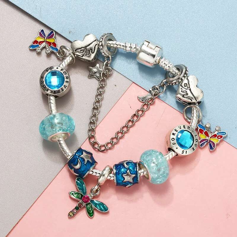 New Colorful Butterfly Beads Charm Bracelets With Classics Bracelets For Women Men Fiancee Bijoux Pulseras Jewelry Gift