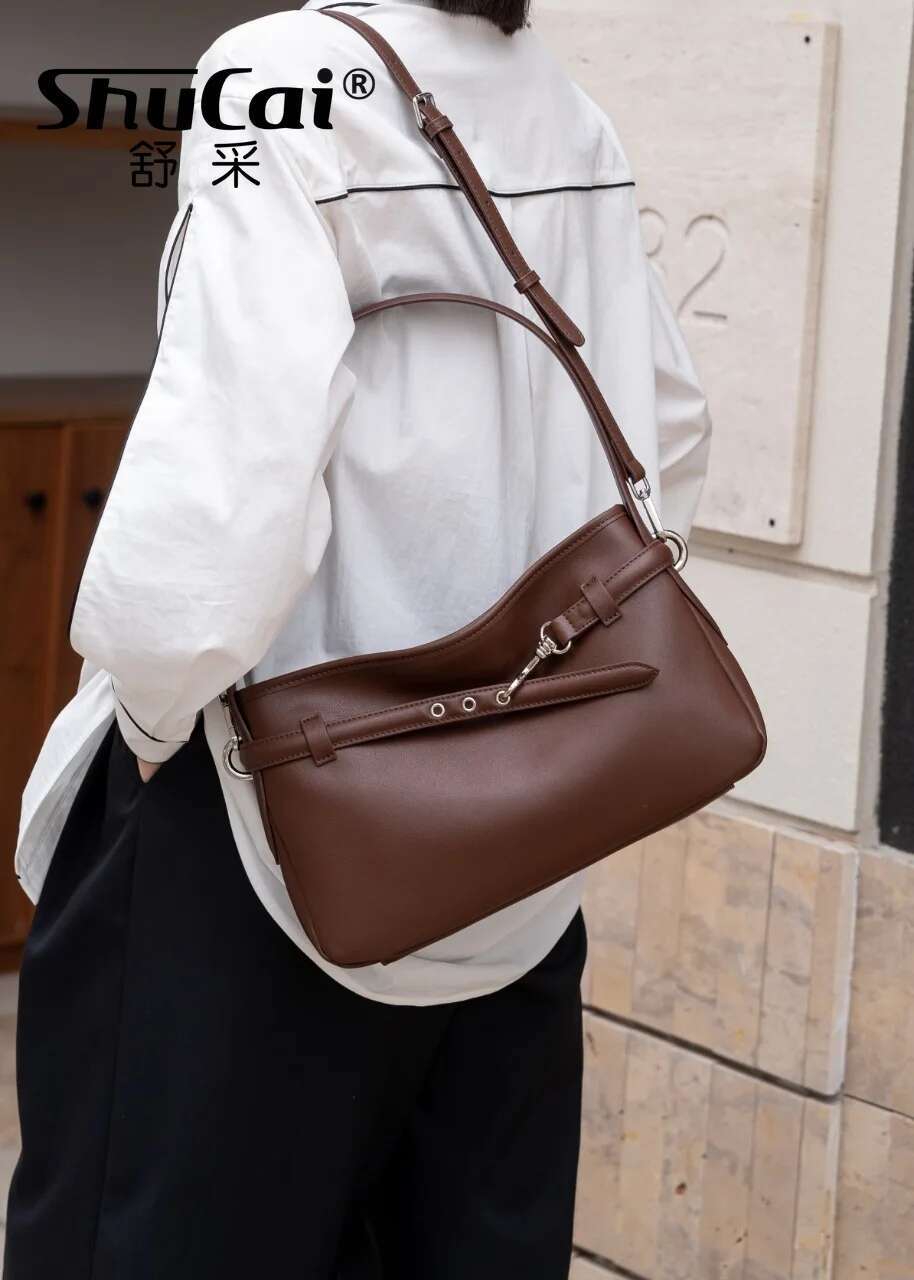 Cowhide Fashion Women Large Shoulder Bags Designer High Quality Leather Ladies Coffe Corss Bag Black White Brown 2025 New