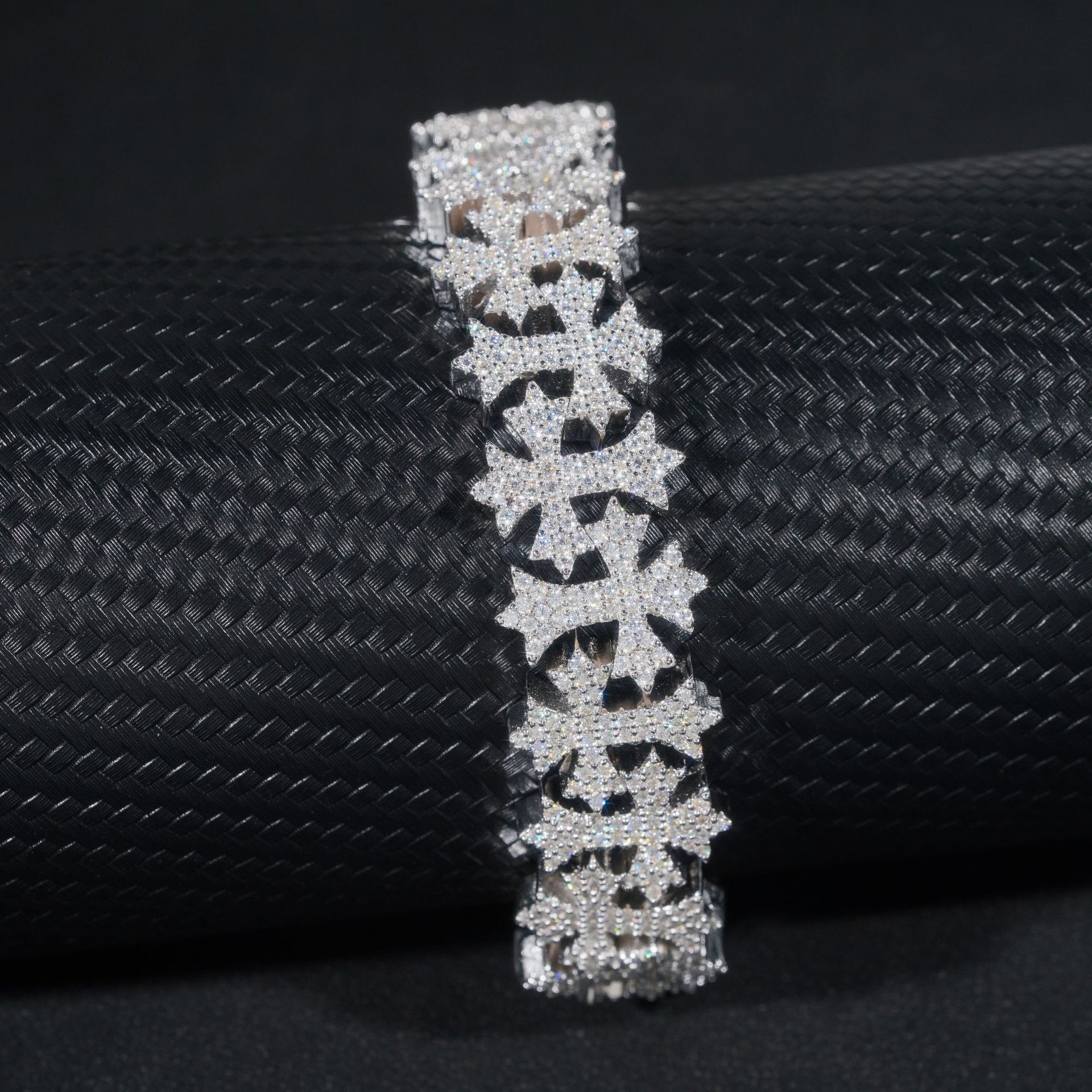 16mm Iced D Moissanite Diamond Cross Chain Bracelet Hiphop Men Jewelry 925 Sterling Silver Cuban Bracelet Necklace Pass Tester