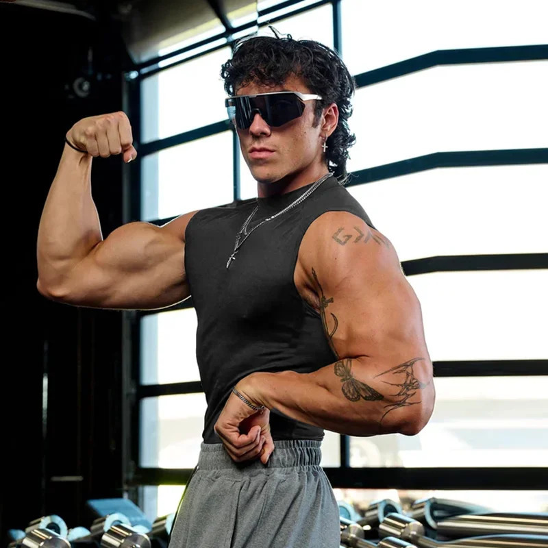 Running vest mens compression top muscle fitness suit sleeveless sportswear elastic shirt 250319
