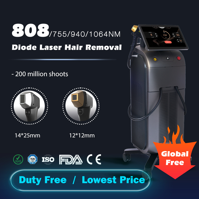 High Energy Facial Body Professional 808nm Laser Diode Hair Removal Machine Safety Glasses 4 waves Hair Removal Device