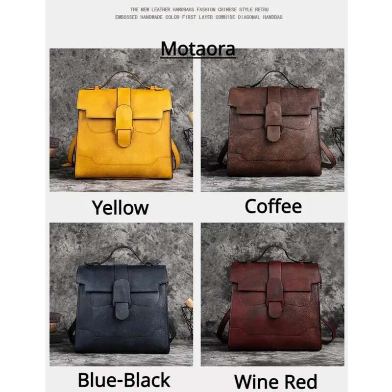 MOTAORA Vintage Genuine Leather Women's For Woman Shoulder Bags 2025 New Hand Painted Ladies Handbag Girls School Bag