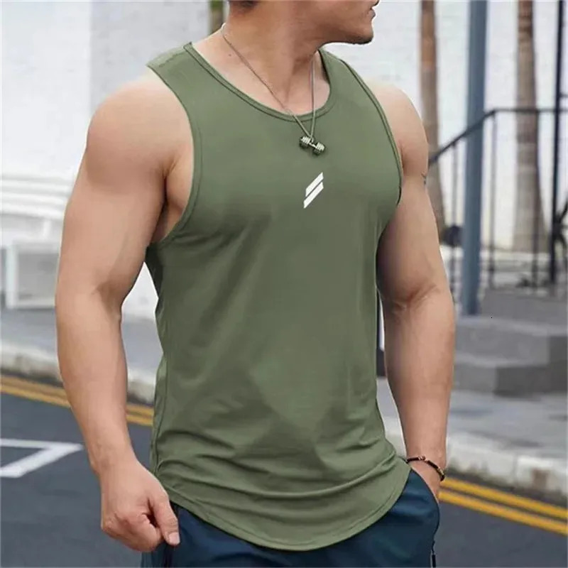 Summer Mens tank top Casual Round Neck Mesh Undershirt Shirt Sports Fitness Top Sleeveless Vest Quick Dry training vest 250320