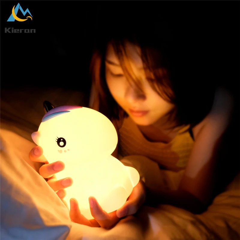 Touch Sensor Unicorn LED Night Lights USB Rechargeable Cartoon Night Lamp Silicone Children Kids Baby Gift Bedroom Bedside Lamp 250319