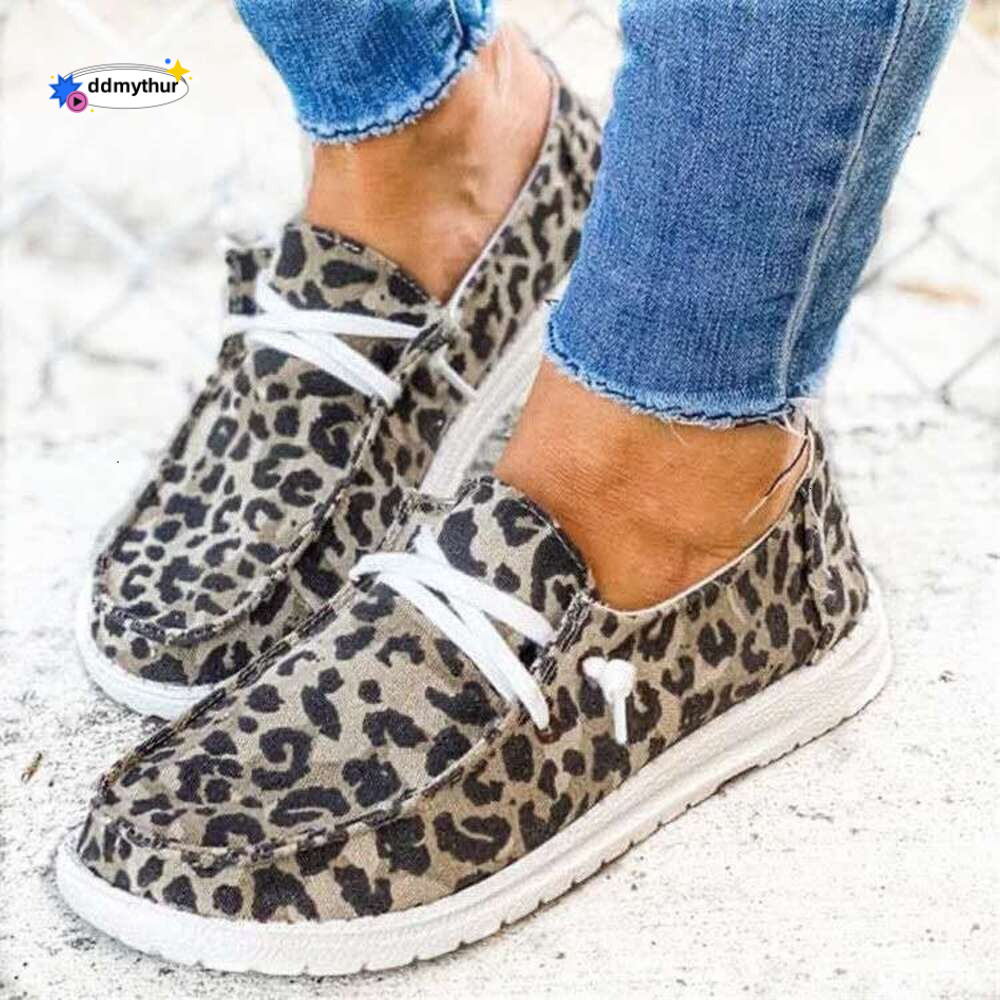 2024Women Sneakers White Leopard Canvas Fashion Vulcanize Flats Ladies Loafers Female Sports Shoes Casual Trainers ddmythur