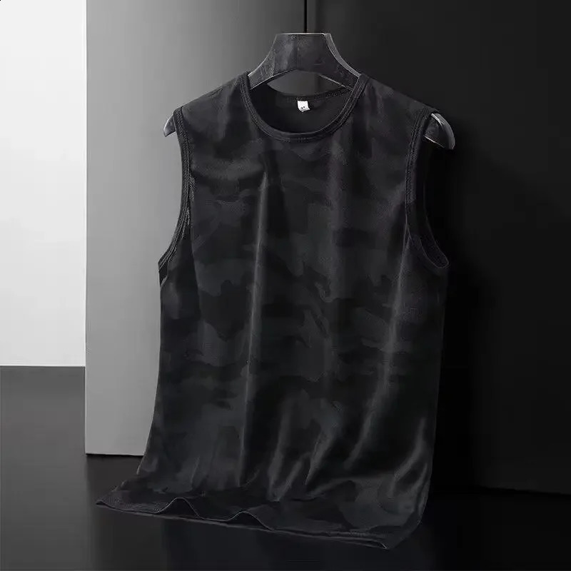 2024 Mens Camouflage Vest Ice Silk Thin Quick Dry Sports TShirt Youth Summer Fashion Uniform Tank Top 250319