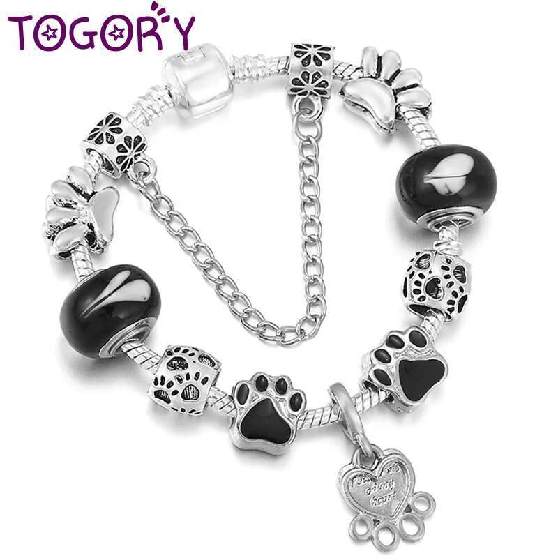Classic Series Silver Color Dog Paw Pendant Bracelet Fit Original Beads Charm Bracelets DIY Jewelry Gift For Women 2021 Hot Sale