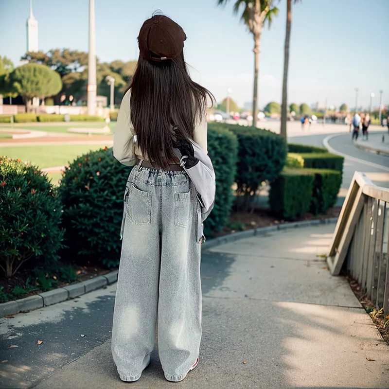 2024 Vintage Baggy Work Jeans Causal Wide Leg Trousers Girl Grunge Washed Multiple Pockets Denim Cargo Pants Low Rise SweatwearT2502320