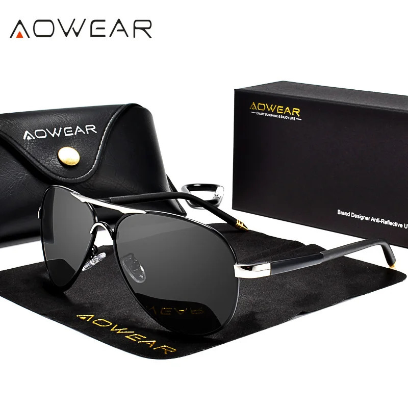 AOWEAR Mens Aviation Sunglasses Men Polarized Mirror Sunglass for Man HD Driving Pilot Sun Glasses lunettes de soleil homme 250318