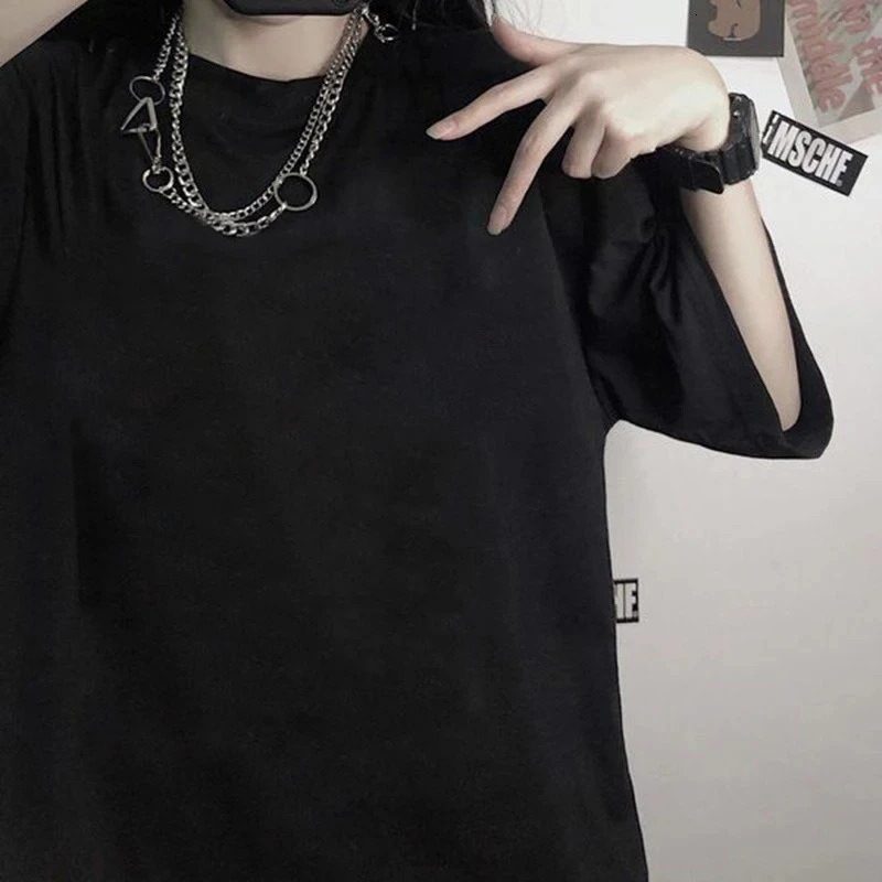 Summer Y2K Tee Women T-shirt Punk Print Dark Grunge Loose Streetwear Gothic Tops Oversized Men Tshirt Emo T Shirt Clothes 250320