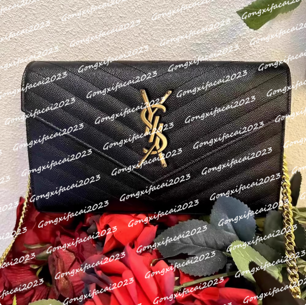 Top Quality Genuine Leather Chain Purse Fashion Clutch Lady Chain Shoulder Bag Cowhide Handbag Presbyopic Card Holder Purse Messenger Women Wholesale Evening Bags