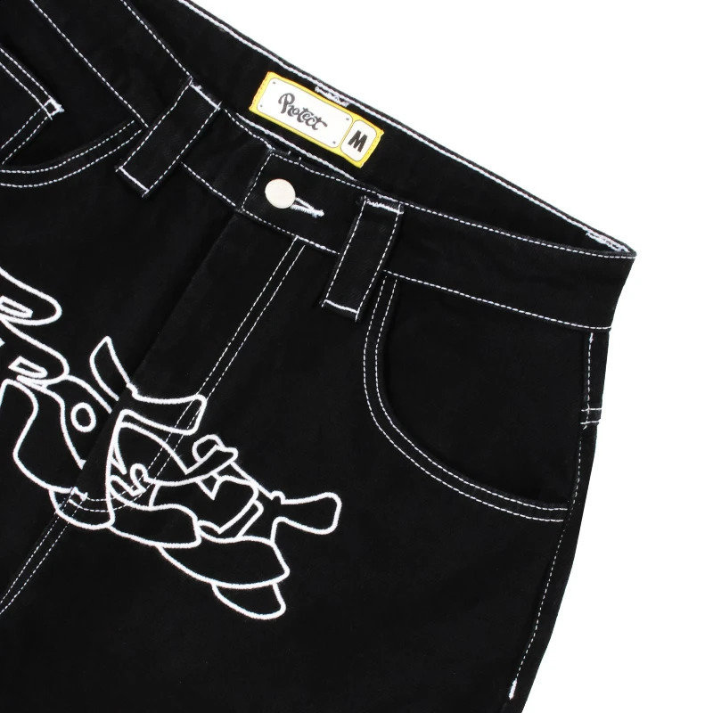 Gothic Trendy Baggy Jeans Y2K Classic Nameplate Embroidery Streetwear Man Pants High Quality Loose High Street Unisex Trousers 250319