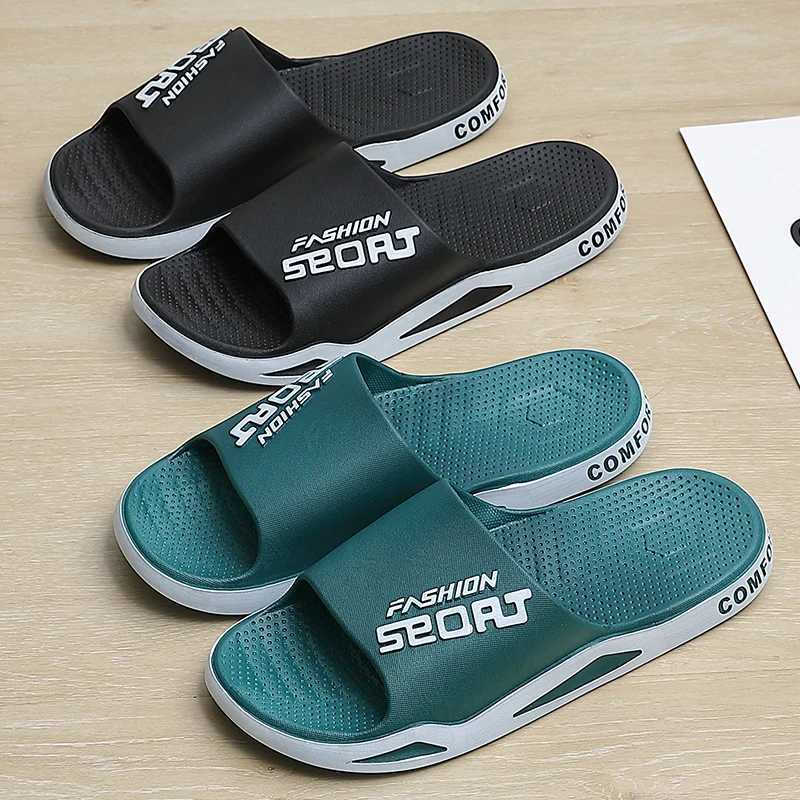 Fi Mens Summer Slippers Indoor Sports Style Thick Bottom Lightweight Breathable Bathro Outdoor Beach Cfort Shoes Y250320