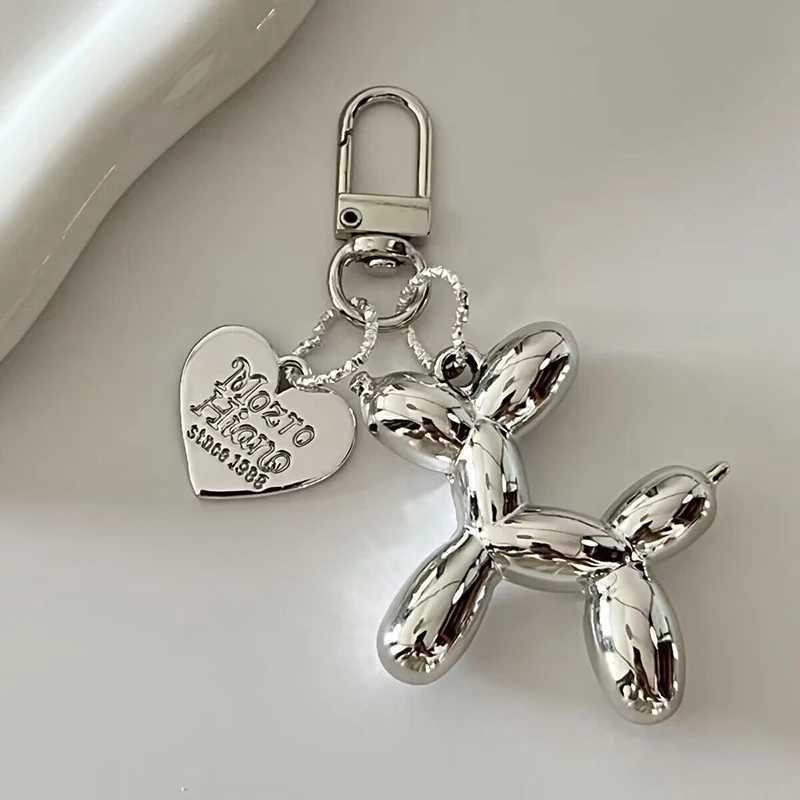 Korean Cute 3D Balloon Dog Keychain for Car Keys Iphone Accessories Trendy Heart Keyring Women Handbag Bag Pendant Key ChainsXJ250319