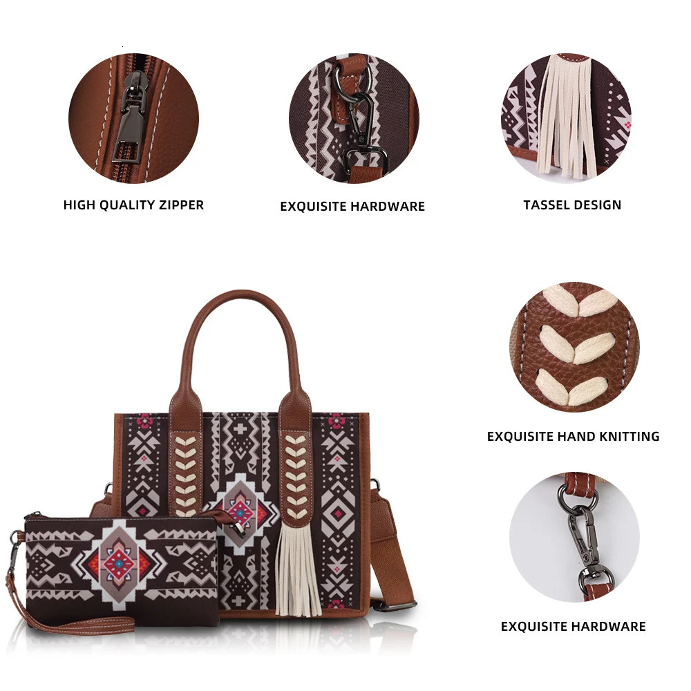 2pcs Bohe Bag For Women Travel Handbag Bohemian Tote Bag Vintage Purses And Handbags R250320