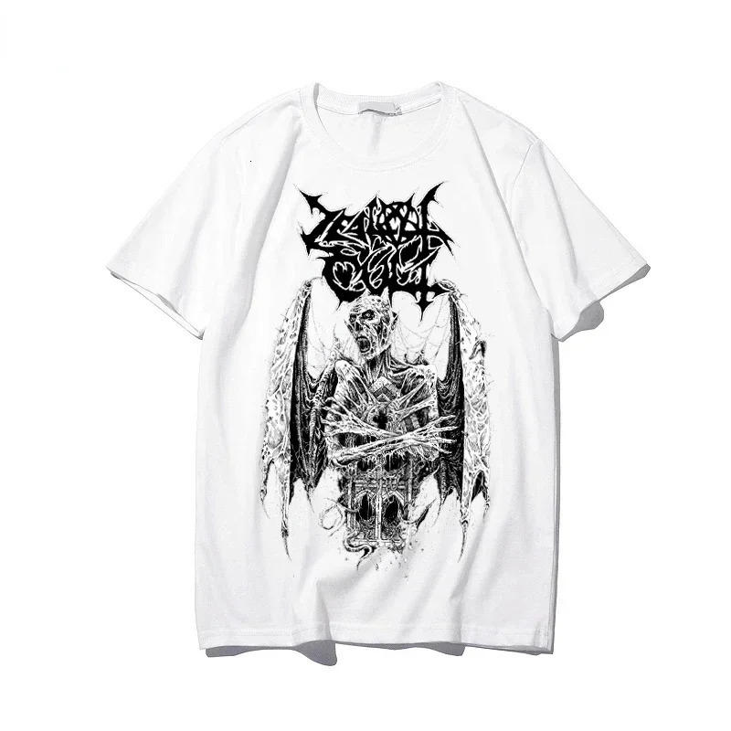 Summer Women T-shirts Goth Short Sleeve T Shirt Female Aesthetic Loose Punk Grunge Streetwear Gothic Harajuku Y2k Clothes Tops 250320