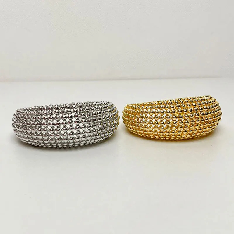 Vintage Heavy Metal Hollow Round Ball Beaded Open Bracelet Bangle for Women Girls Exquisite Trendy Party Jewelry Gifts 250320