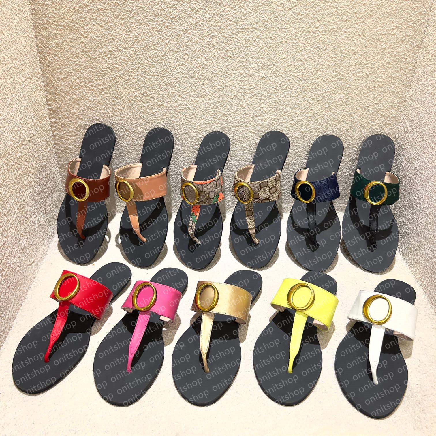 Slide Designer Slippers Womens Sandals Summer Slippers Open Toe Flat Casual Shoes Women Beach Flip-Flops Designer Slipper Flip Flop