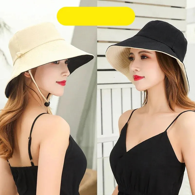 Fisherman Hat Womens Summer Face Cover Sunscreen Large Brim Sunshade Hat Internet Celebrity Double-Sided And Versatile 250320