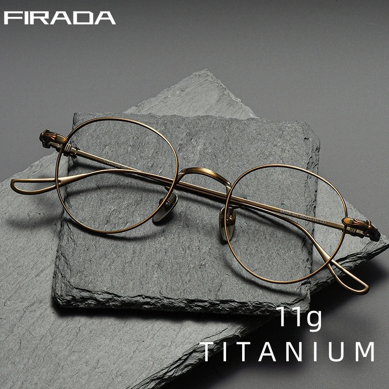 FIRADA Fashion Comfortable Round Glasses Retro Pure Eyeglasses Optical Prescription Eyewear Frame Men BK-GP401-C 250228
