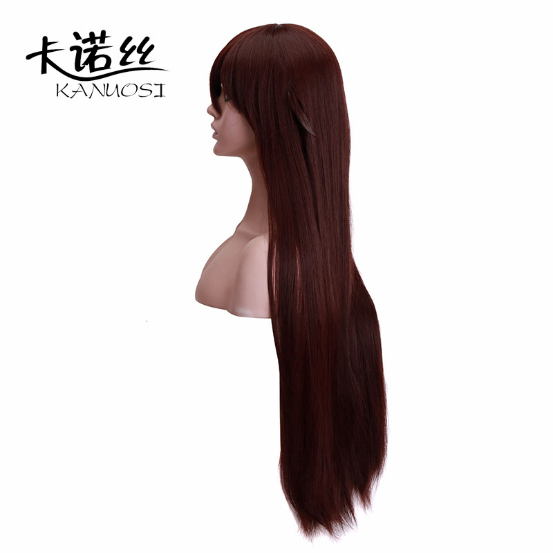 Genshin Impact Amber Cos Wig False Hair Westerly Cavalry Captain Straight Sideburns Inverted Dark Brown