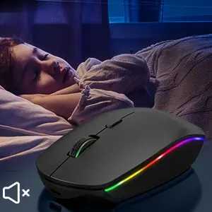 Rechargeable Wireless Mouse with LED Backlight 3 Adjustable DPI USB-C Charging Silent Ergonomic Compact Portable for PC Laptop Z250320