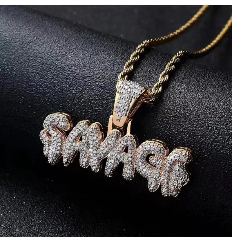 Iced Out Letter Savage Pendant Shiny Bing Cubic Zirconia Hip Hop Necklace Mens Cool Rock Rap Trend Jewelry 250320