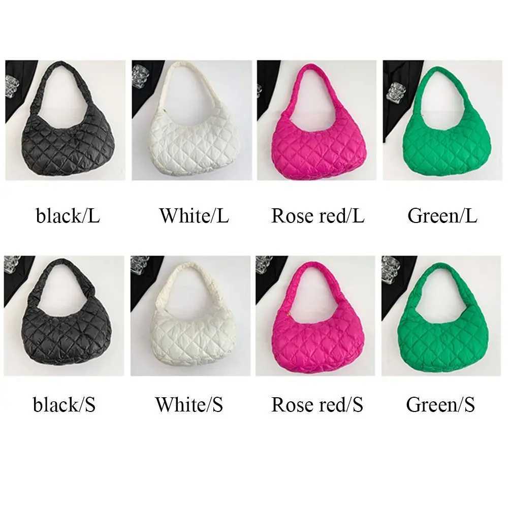 Fashionable womens large capacity down comforter cotton pad shoulder bag girls armpit bag fluffy handbag Y250319