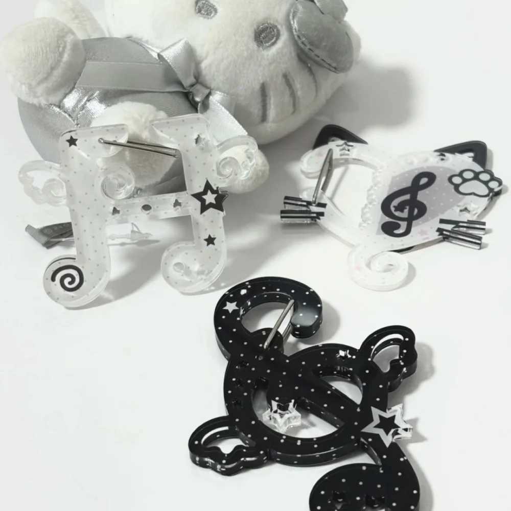 Kawaii black and white note illustration decoration keychain bag charm acrylic pendant backpack pendant decoration giftXJ250319