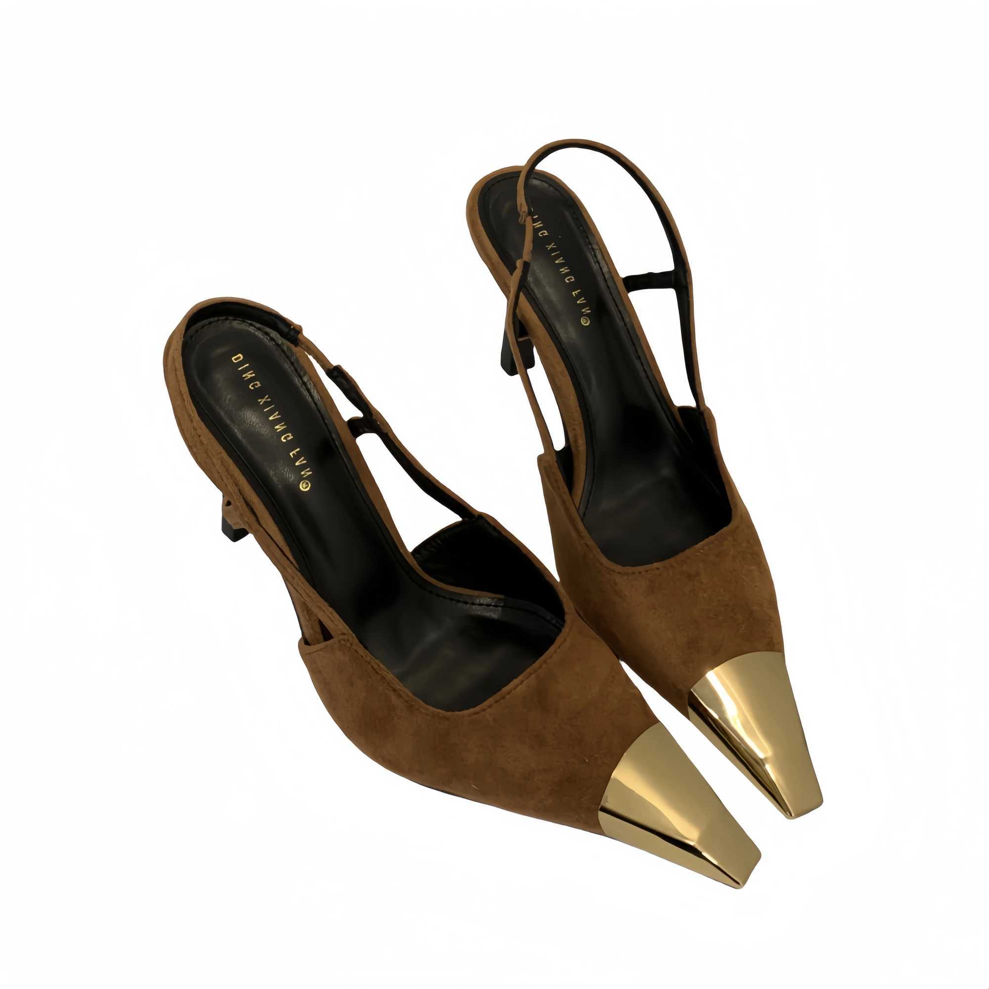 9cm slim high heels H womens brown pump classic metal dot lace suspender shoes black patent leather high H talc womens shoes Y250319