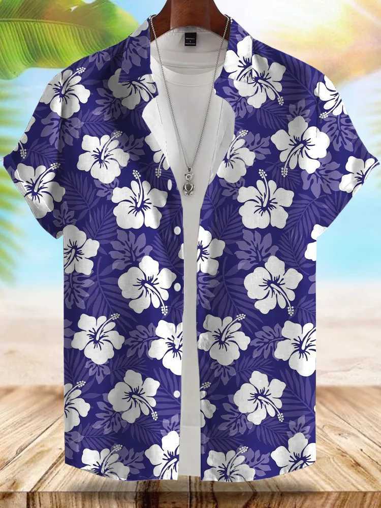 Seaside Hawaiian style mens summer vacation casual mens short sleeved outdoor beach loose and comfortable mens shirt M250320