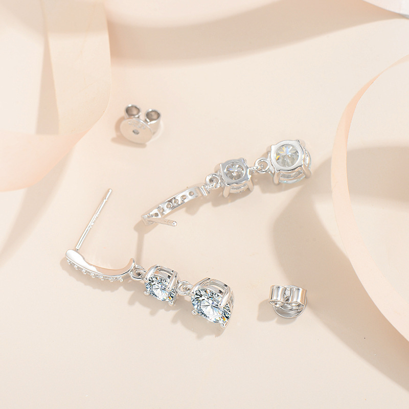 3ct Real Moissanite Drop Earrings Women Jewelry 925 Silver Lab Mosan Gem Dangle Earrings Pass Diamond Tester White Gold Plated