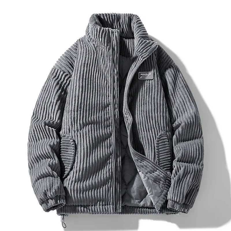 Winter Corduroy Parka jacket mens cotton pad Parkas autumn inflatable jacket mens retro mens standing neck windproof jacket W250320
