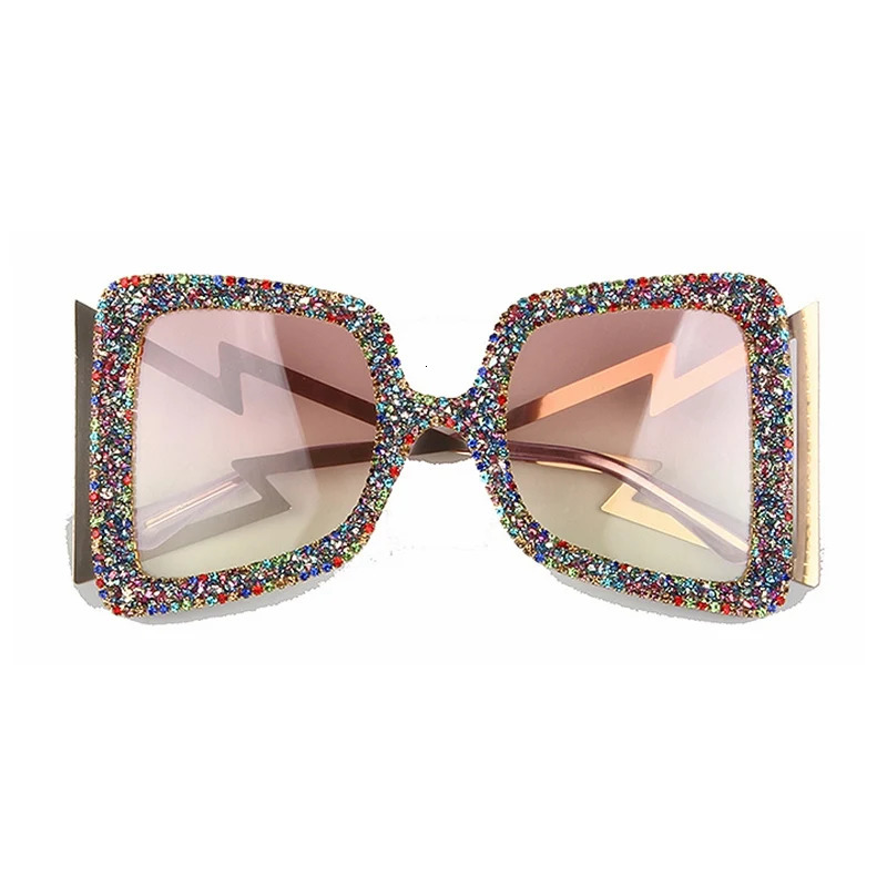 Oversize Sunglasses Women Big Wide Temple Bling Stones Fashion Shades UV400 Vintage Glasses 250318