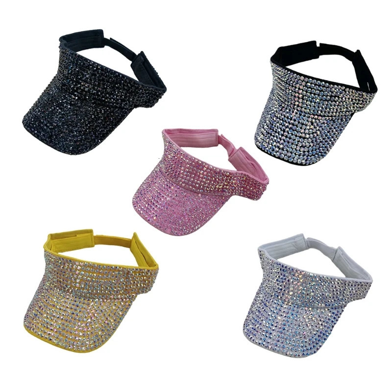 Wide Brim Visor Hat Sunshade Empty Top Summer Hat for Rhinestone for Sun Protect 250320