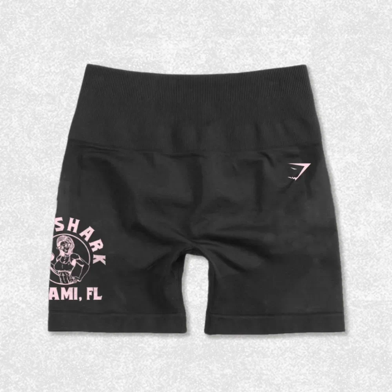 Active Shorts Ladies European And American Shark Hip Lift Tight Three Point Weight Training Yoga Running Print Exercise