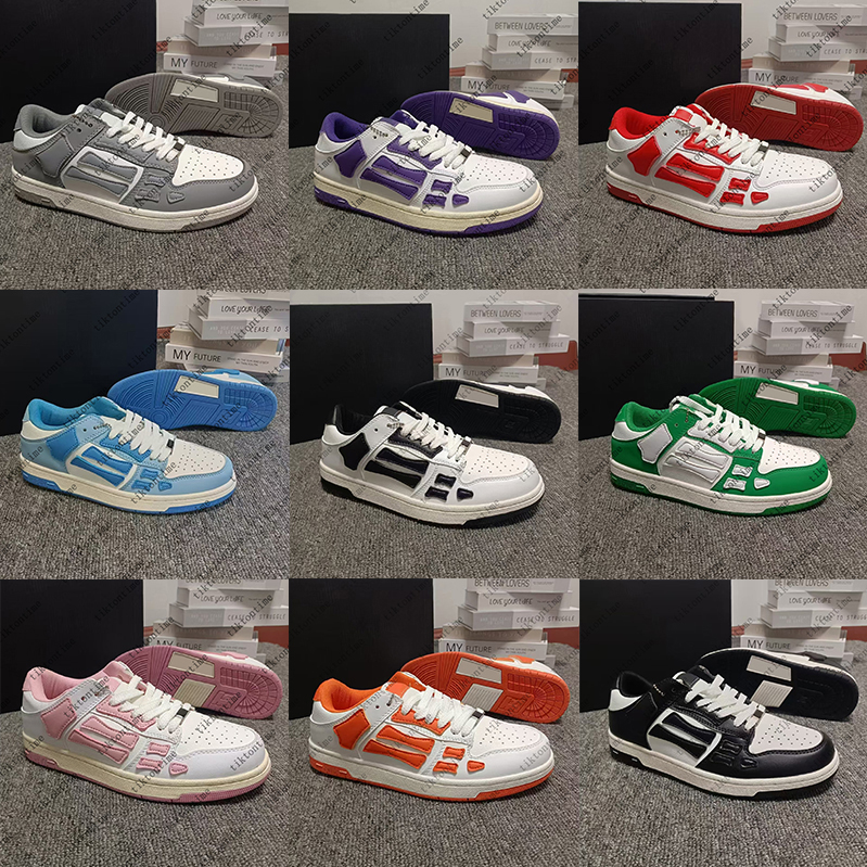 Shoe Designer shoes Skel-top Casual Shoes Amirsity Skelet Bones Runner Top Low Sneaker Skeleton Women Men Retro Sneakers Black White Genuine Leather shoe J1