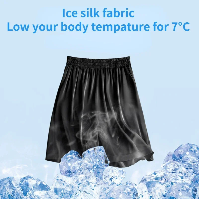 High Waist Ice Silk Acetate Shorts Pants Womens Summer Thin Satin Cropped Pants Casual Loose Plus Size Pajamas Women Shorts 250320