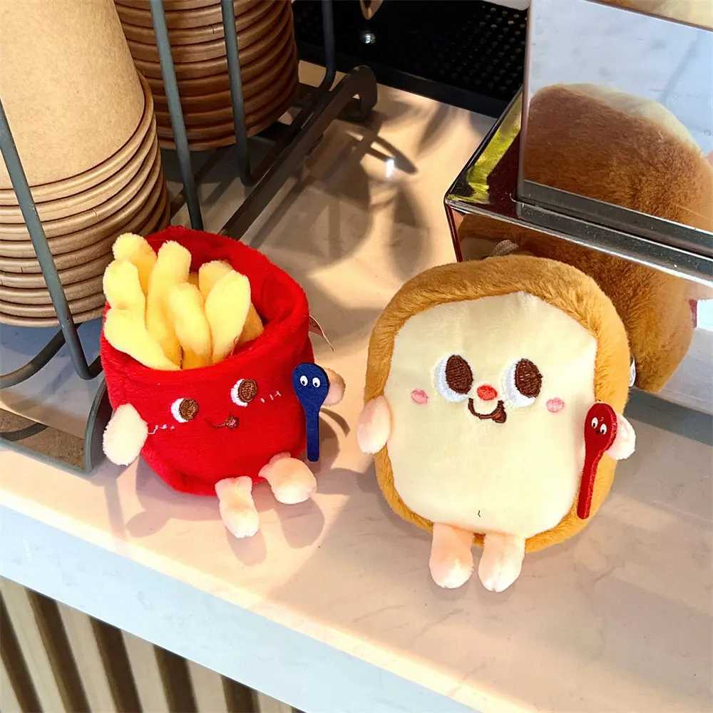 Cute and creative French fries burger picture hanging backpack couple plush hanging decoration car keychainXJ250319