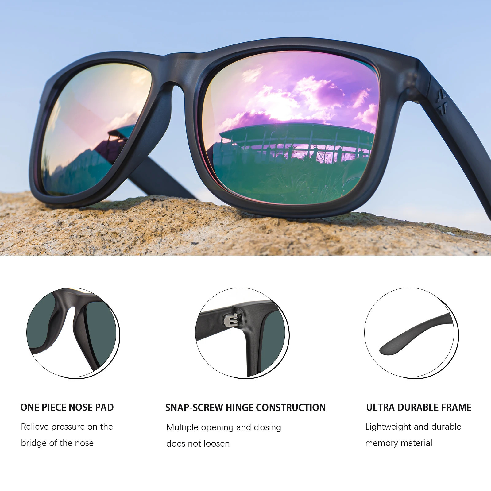 MAXJULI Polarized Sunglasses for Men and WomenUV Protection Rectangular Sun Glasses 8806 250318