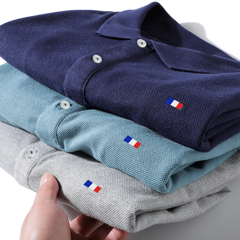 100% Cotton Mens Clothing Embroidered Polo Shirt Summer Business Casual Lapel Short Sleeve T-shirt Top S-5XL 250319