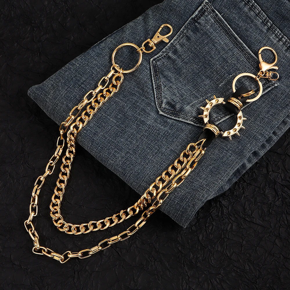 Metal Punk Rock Layered Chain Keychains For Men Women Waist Key Chain Wallet Jeans Hip-hop Pants Belt Chains Jewelry Accessories 250320