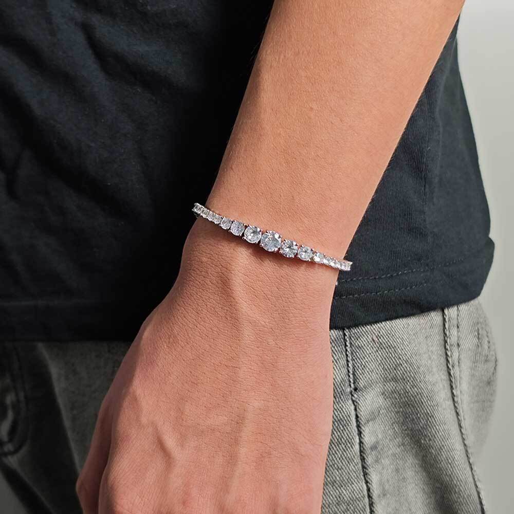 Gradient Size Zirconia Tennis Necklace New Trendy Personality Hip-Hop Couples Chain For Men And Women