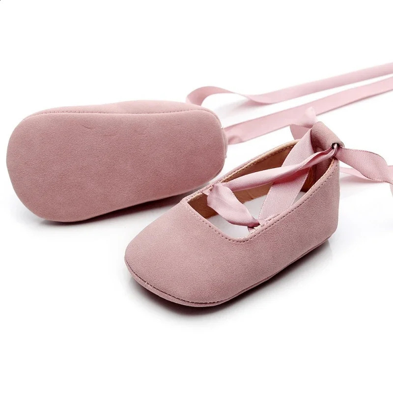 0-2T Comfortable born Baby Girl Dance Shoes Ballerina Sweet Ribbon Toddler Infants Crib Shoes Anti-slip Sole Prewalker 250319
