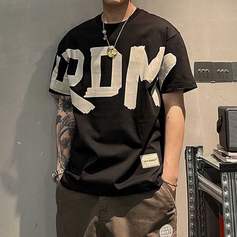 2017 Summer Leisure Full Match Trend Korean Fashion Short Sleeve Round Neck Solid Color Letter Printing Loose Fashion Youth T-shirtT250319