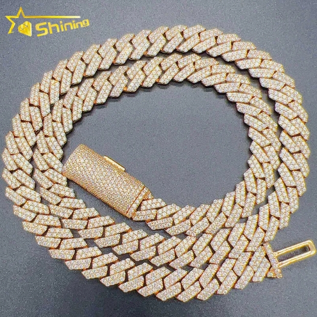 19mm Vvs Moissanite Cuban k ChainPendant Necklaces Iced Out Pass Dia Tester Sterg Sier Necklace