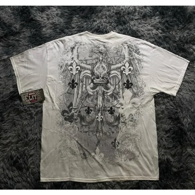 Y2K American Suffering Trendy Retro Fashion Print Round Neck Short Sleeved T shirt Women Y2K Street Style Gothic Couple Sports 250320