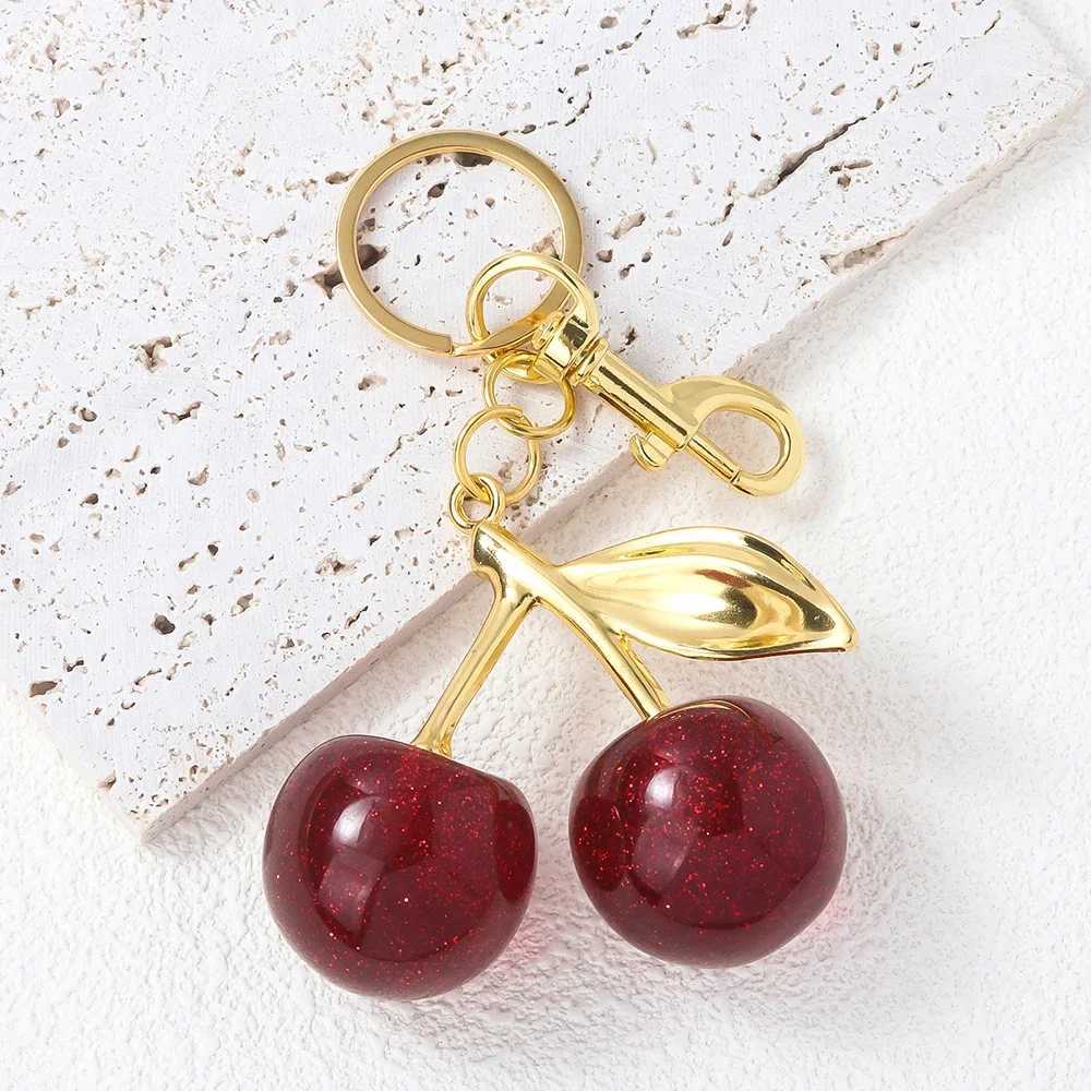 Fashion Delicious Red Cherry Keychain Summer Fruits Cherries Pendant Keyring For Women Men Jewelry Bag Accessories GiftXJ250319